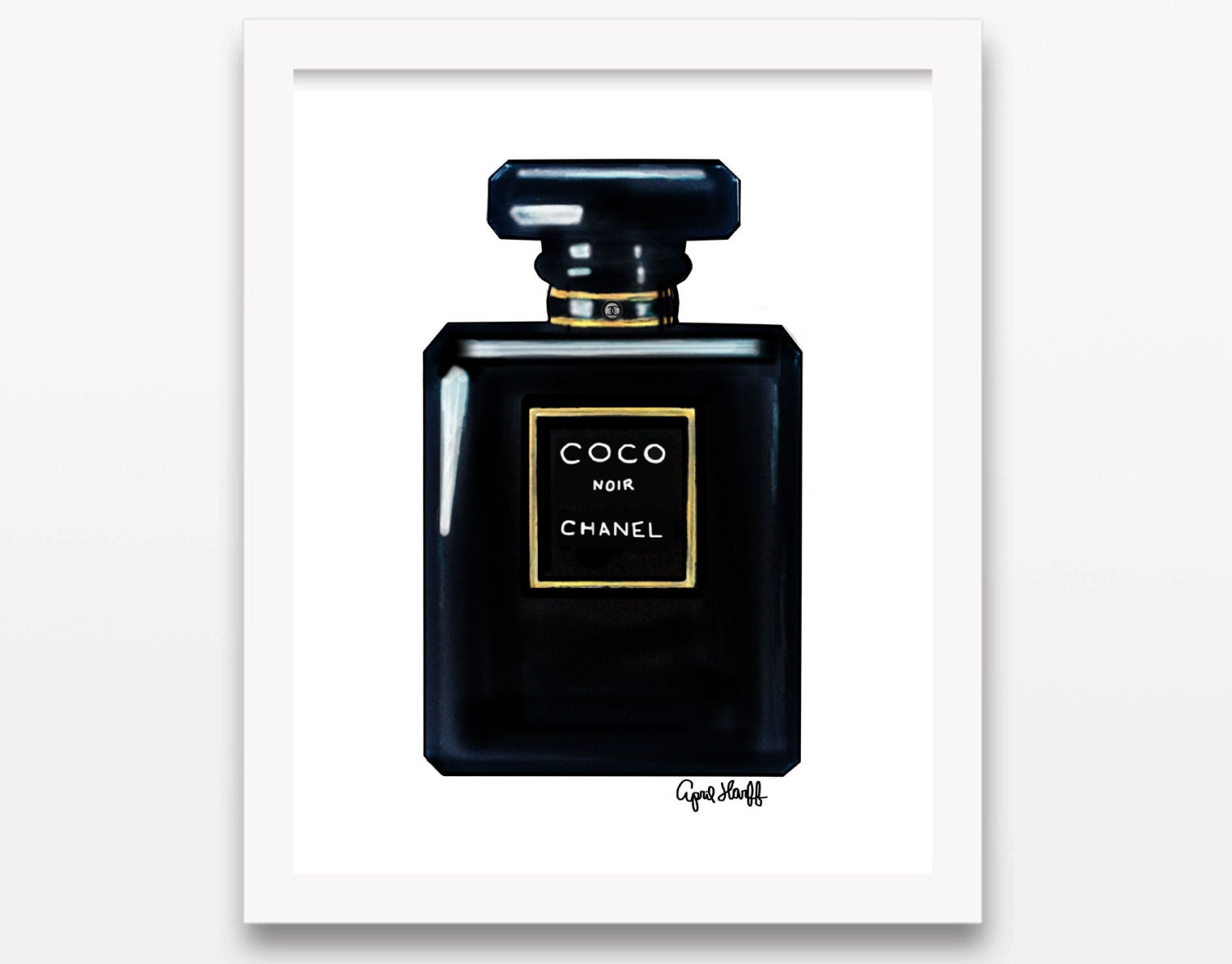 COCO Noir Chanel Black Perfume Illustration Original Fashion