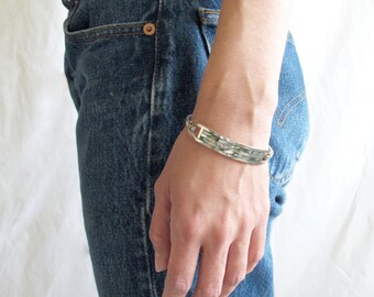 opal shell silver bangle