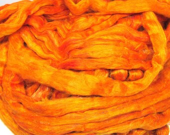 Recycled Carded Sari Silk Fibres - Gold 50g