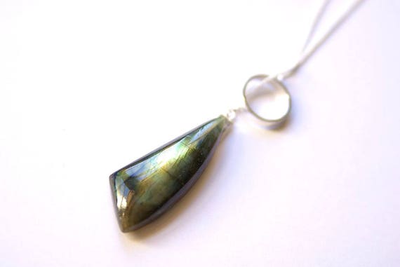 Big Labradorite Pendant, Labradorite Necklace with Sterling Silver Chain. Labradorite Gemstone, Labradorite Cabochon