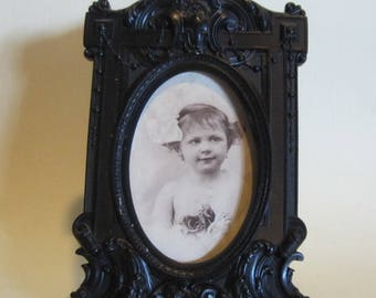 Antique Victorian vulcanite picture frame, ebonite; French, 19th century