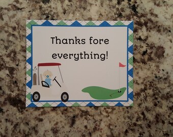 golf thank you card etsy