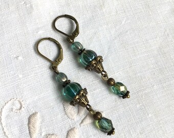 Blue Melon earrings blue halo melon earrings melon bead earrings
