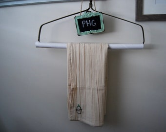 Cactus Embroidered Tea Towel