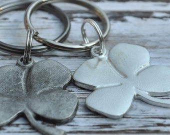 Irish lucky four leaf clover with lucky horseshoe keychain, Irish talisman, good luck charm,Irish symbol, St Patricks Day, good luck charm