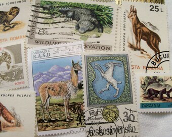 40 Animal Postage Stamps, Wild Life Stamps, Used Stamps, Postage Stamps, Jungle Animals