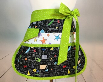 Math Teacher Half Vendor/Utility Sassy Apron, Womens Regular and Plus Sizes, 6/8 Pockets, great for Teachers, Gardening, Crafts