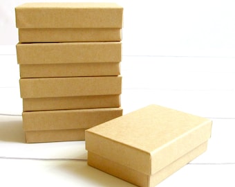 100 - 3 1/8 x 2 1/8 x 1 inch Brown Kraft Cotton Filled Jewelry Boxes-jewelry packaging,kraft jewelry boxes,brown kraft boxes, wedding favors