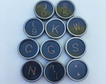 Lot of 11 Authentic Royal Flat Back Typewriter Keys for Jewelry Supplies
