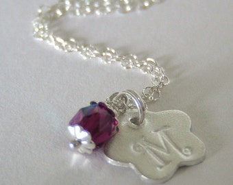 Flower Girl Initial Necklace in Fine Silver and Sterling Silver N052