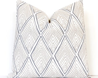Linen Rhombus decorative Designer Pillow Cover Accent Throw Cushion geometric modern lattice diamonds beige cream neutral grey gray tan