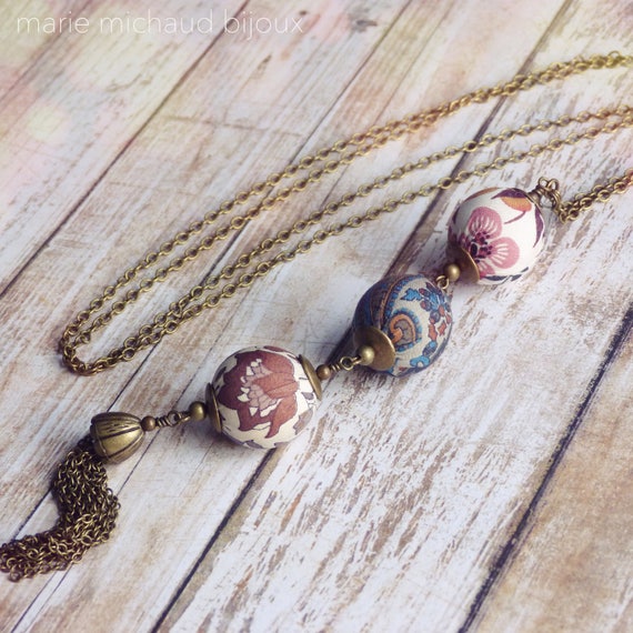 Liberty necklace,Tassel necklace,Long boho necklace,Liberty jewelry,Brown necklace,Long tassel necklace,Original necklace,Original jewelry