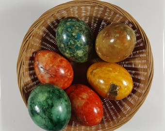 6 Vintage Italian Alabaster Eggs