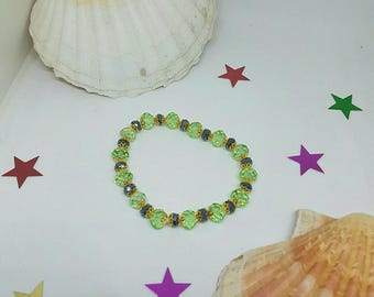 Green and midnight Blue Crystal beaded bracelet