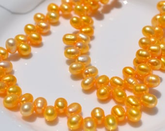 Bright Yellow Dancing Freshwater Pearl Beads FULL STRAND