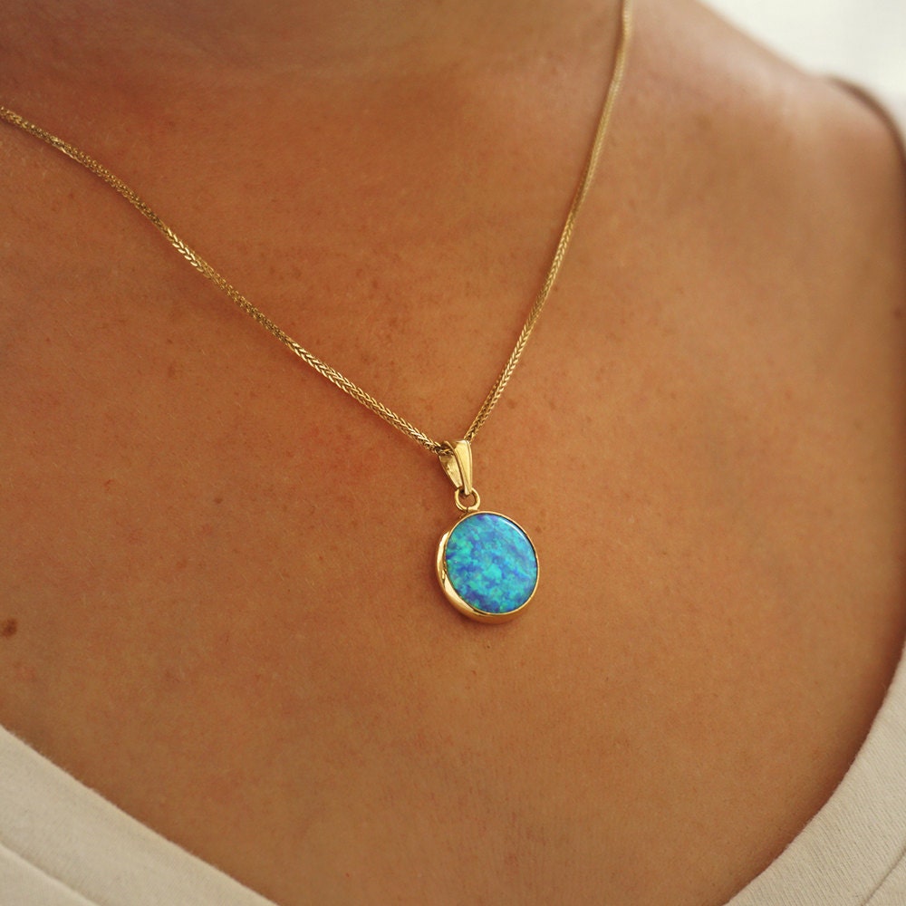 Opal Jewelry Solid Gold Jewelry Gemstone Necklace Gold