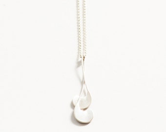 Organic pendant necklace- silver pendant- oxidized pendant necklace- comma necklace