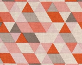 Geometric Triangle Ava Rose Coral Pink Grey Orange Cotton Fabric by Deena Rutter for Riley Blake Fabrics