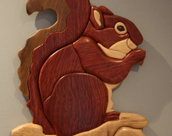 Blood Wood Squirrel Intarsia