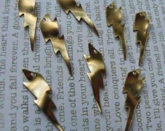 Shimmering Lightning Bolt Brass Charms 17mm 12 Pcs
