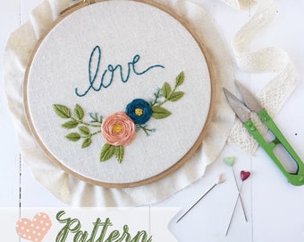 Love Blooms digital hand-embroidery pattern, tinkinstitches, tinkerellen