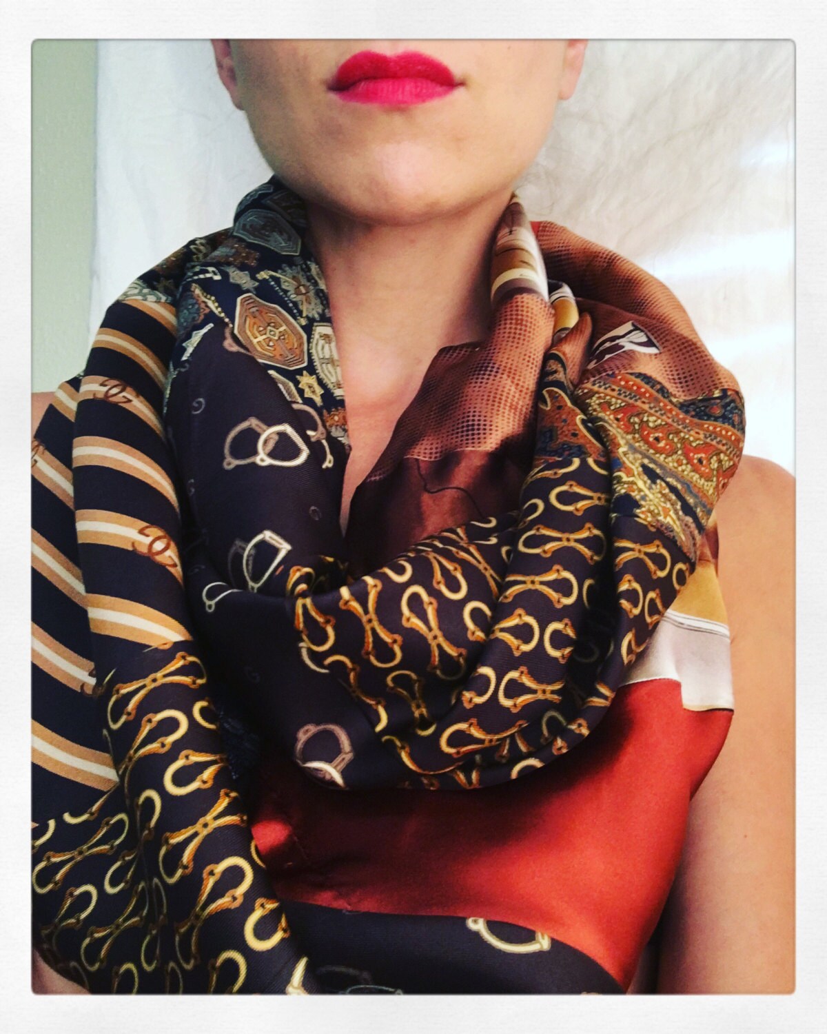 Fall colors orange brown copper gucci silk infinity scarf