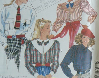 Girl's Shirt Pattern, Brooke Shields Signature Collection, Vintage McCalls, Size 14