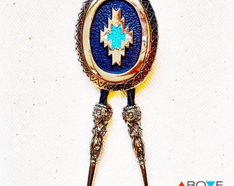Southwestern BOLO TIE - The 'ARROYO' Turquoise Aztec Bolo Tie