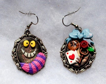 Alice in Wonderland and the Cheshire Cat Earrings