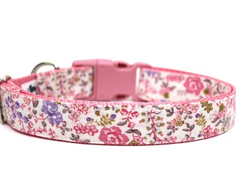 Floral Dog Collar 3/4" or 1" Flower Dog Collar Vintage Floral Style Dog Collar