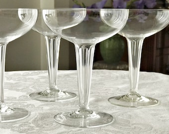 Set of 4 Hollow Stem Coupe Champagne Glasses Crystal Champagne Coupes