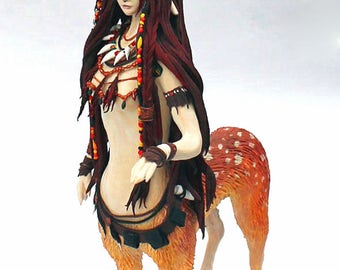 Centaur spotted deer centaur figure fantasy creature furrie furry brown horns statue figurine statuette gift