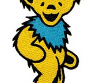 Grateful Dead Dancing Yellow Bear Iron On Patch 2" x 1 1/4" Free Shipping Officially Licensed by C&D Visionary P-1206