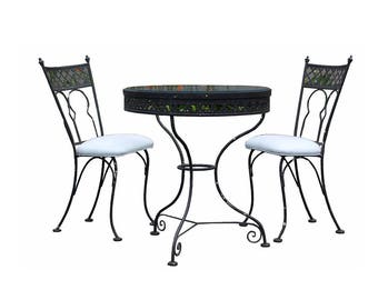 Mid Century Modern Vintage Patio Bistro Set Table & 2 Chairs