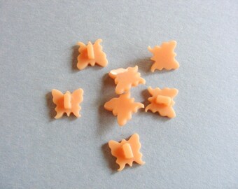 Vintage Early Plastic Peachy Pink Butterfly Buttons 9/16