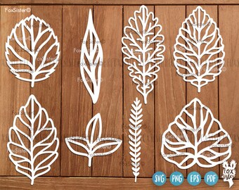 Leaves Svg SET 1 , Leaf Svg File 8 Leaf Designs | Leaves Cutting Svg | Wreath elements svg | Nature svg | Plants Svg | Cricut | Silhouette