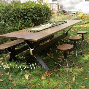 Industrial Farm table/Wood and Metal Table/modern industrial