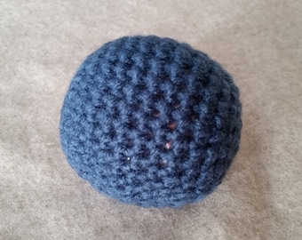 Dark Blue Acrylic Yarn Crocheted Cat Toy Ball with Catnip