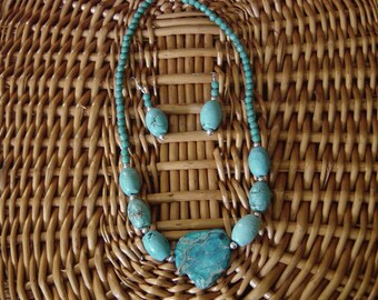 gemstone statement necklace and earring set