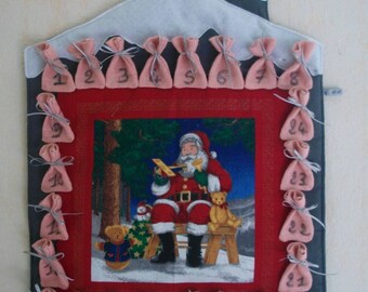 the front in gray and pink quilted fabric calendar