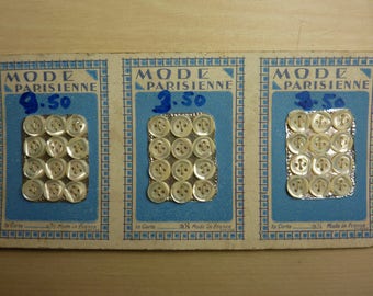 36 old Pearl buttons on 3 cards of 12 buttons 4 hole 8 mm Parisian fashion
