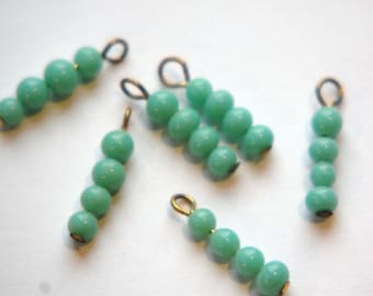 Vintage Turquoise Glass Beaded Drops Japan drp047A