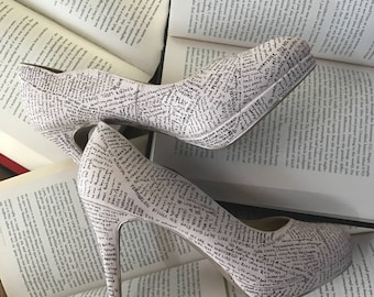 Once Upon Time - Custom Literature Platform Pumps by Couture Cobbler