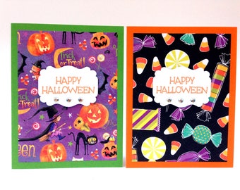 Halloween Cards for Kids - Happy Halloween Cards Handmade - Witch Pumpkin Card - Halloween Greeting Cards Handmade - Halloween Cards Set