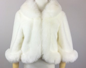 Snow White faux fur coat, Ivory Fur Jacket, Bridal Fur Coat, Faux Fur Stole Fur Cape, wedding faux fur (CholeWht01)