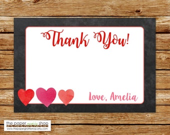 Our Little Sweetheart Thank You Card | Little Sweetheart Party Theme Chalkboard Thank You Card | Valentines Thank You Card | Hearts