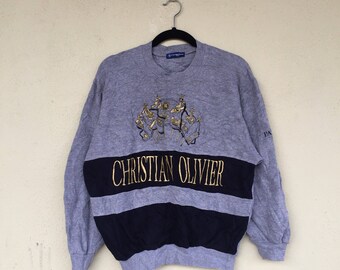 Rare!!CHRISTIAN OLIVIER PARIS Embroidery Gold Spell Out Nice Design Christian Olivier Retro Sweatshirt Clothing Size Medium