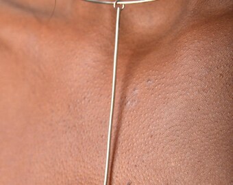"Mikado" necklace with silver and Tahitian Pearl on Choker