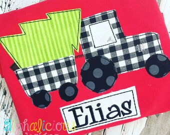 Oh Christmas Tree Tractor Applique Design - Triple Bean