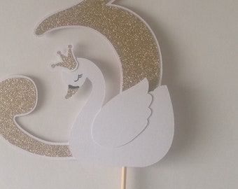 Swan Cake Topper / Number/Age Birthday Cake Topper